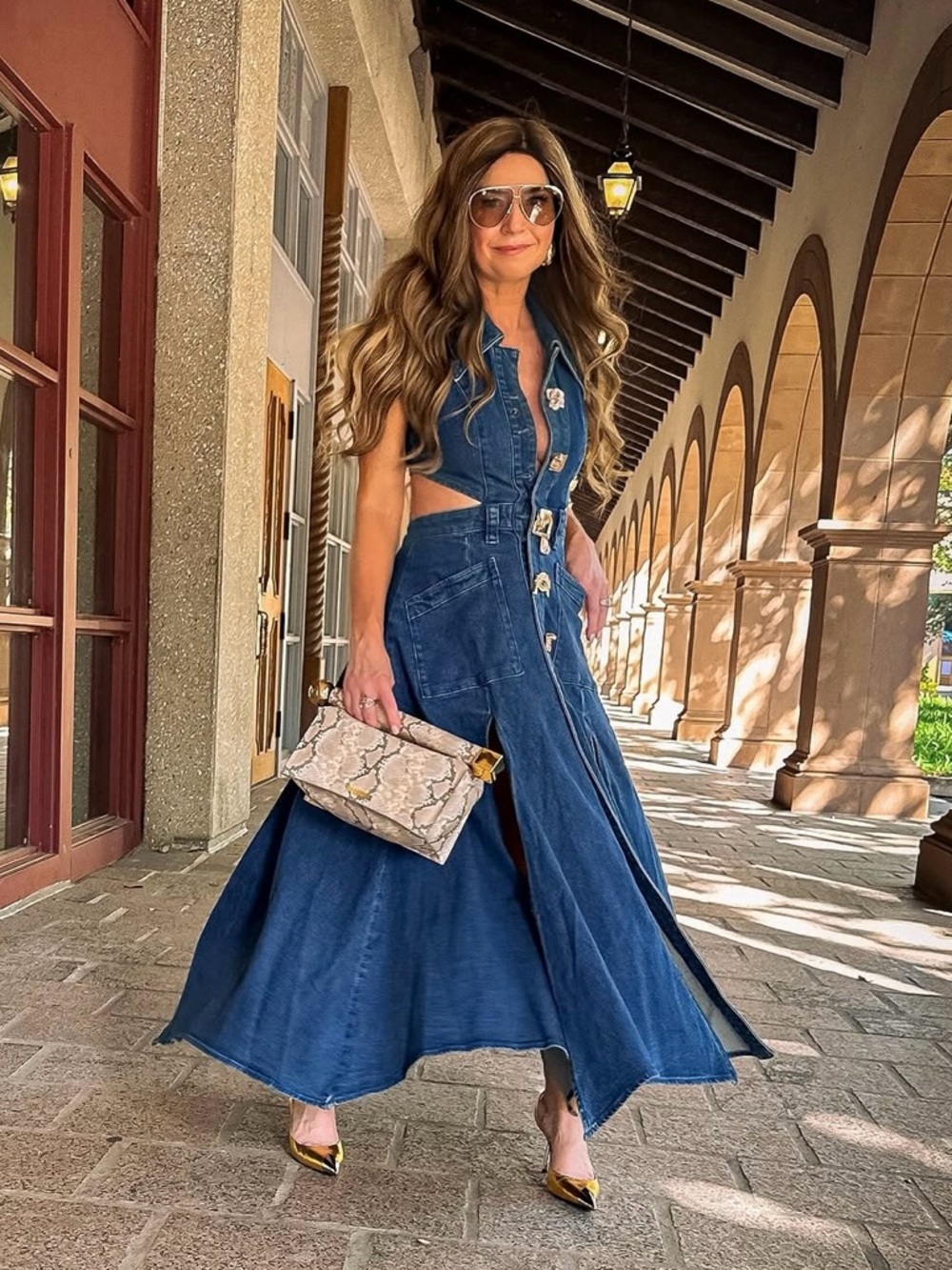 Urban Revivo Cut‎ Out Denim Maxi Dress - Picture 7 of 16